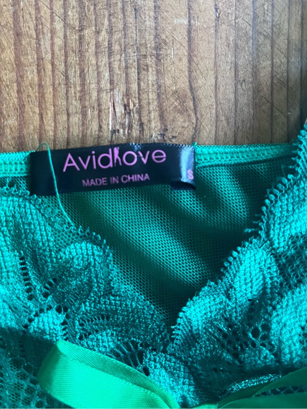 Green Lace-Trim Chemise Slip - Picture 4 of 4